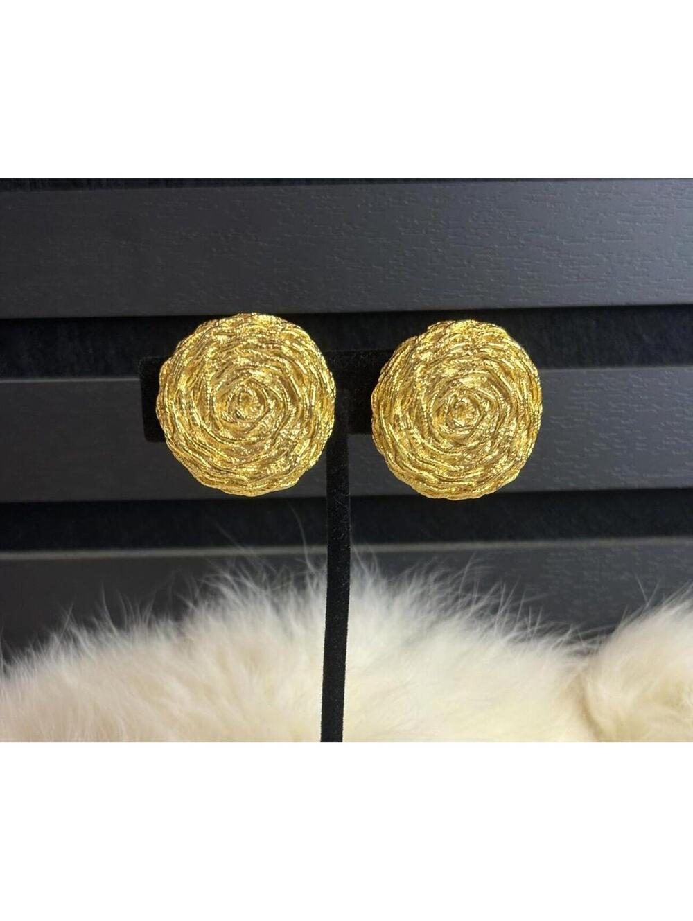 Paolo Gucci Gold-Tone Textured Clip-On Earrings - STAMPED